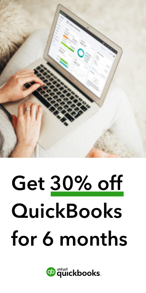 30% off QuickBooks Online and QuickBooks Payroll products or 6 months.